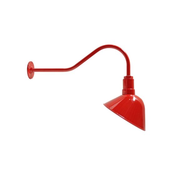 15242 gooseneck sign and barn light product rendering shown with a red finish 