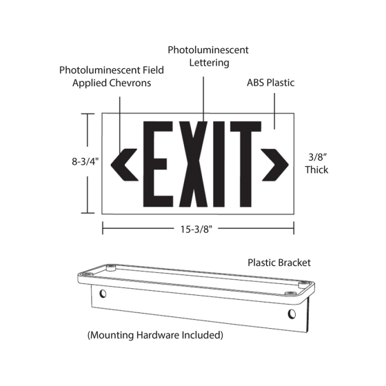 Alcon Lighting 16117 Photoluminescent LED Exit Sign