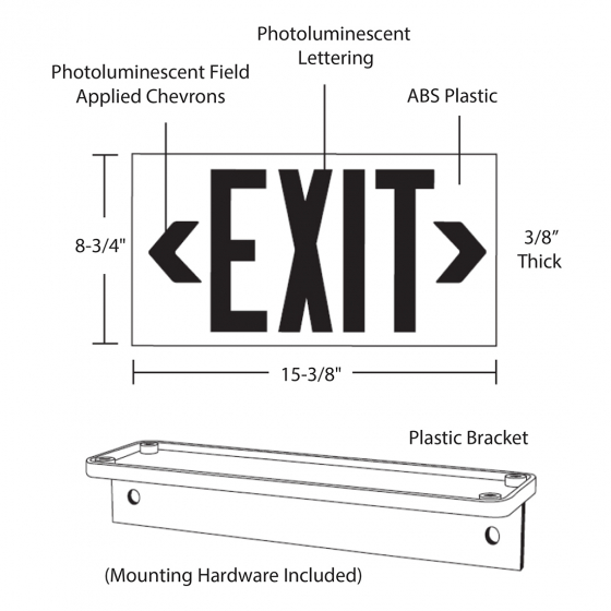 Alcon Lighting 16117 Photoluminescent LED Exit Sign