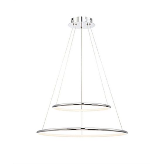 2-Tier Round Chandelier Slim LED Ring Pendant Light