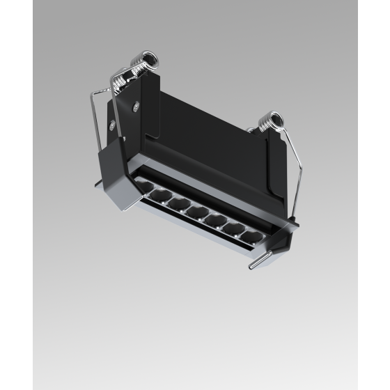 Full product image of the 15301-3 micro-optic linear light shown with the recessed housing with black trim