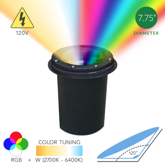 Alcon 9044-RGBW 8-Inch In-Ground RGBW LED Well Light