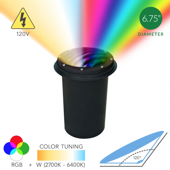 Alcon 9045-RGBW 7-Inch In-Ground RGBW LED Well Light