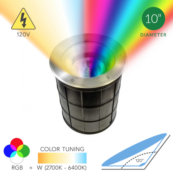 Alcon 9094-RGBW 10-Inch In-Ground RGBW LED Well Light