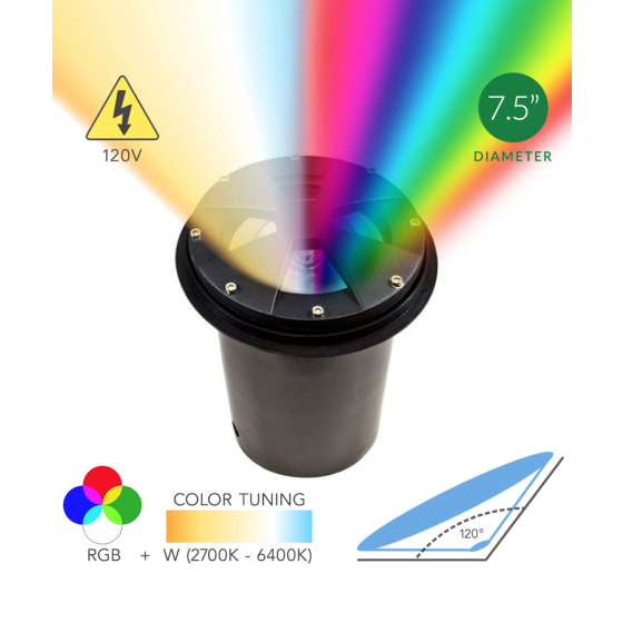 Alcon 9098-RGBW 8-Inch In-Ground RGB LED Well Light