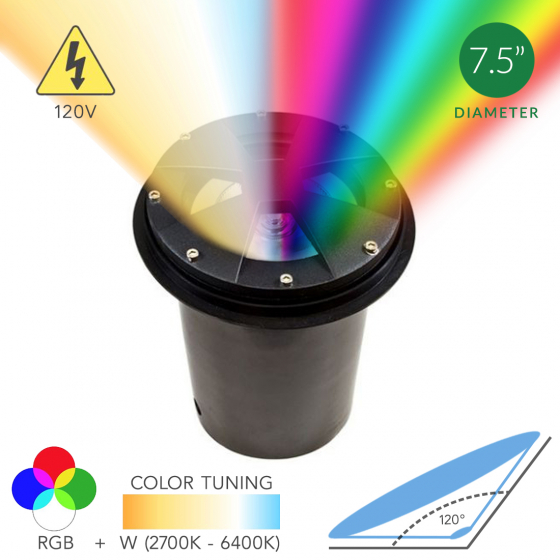 Alcon 9098-RGBW 8-Inch In-Ground RGB LED Well Light