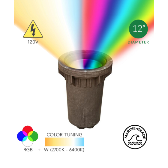 Alcon 9100-RGBW 12-Inch In-Ground RGB LED Well Light