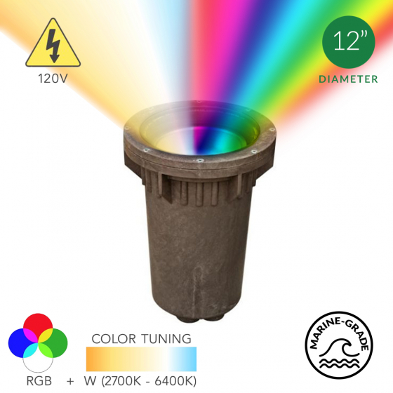 Alcon 9100-RGBW 12-Inch In-Ground RGB LED Well Light