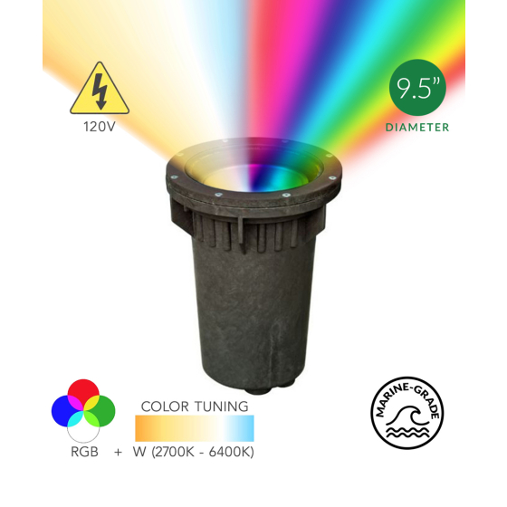 Alcon 9102-RGBW 10-Inch In-Ground RGB LED Well Light