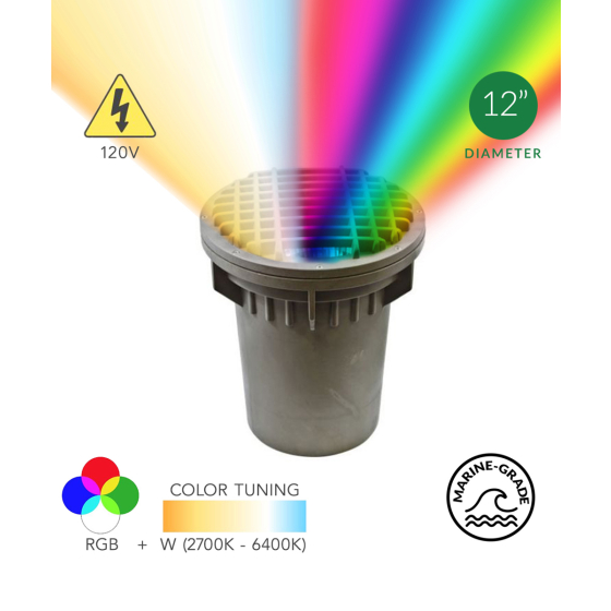 Alcon 9103-RGBW 12-Inch In-Ground RGB LED Well Light