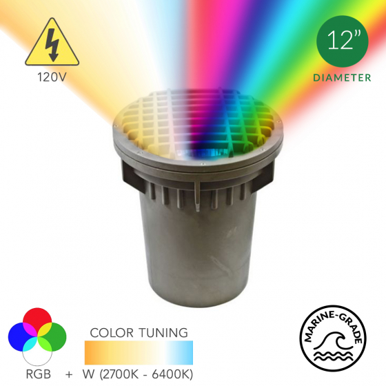 Alcon 9103-RGBW 12-Inch In-Ground RGB LED Well Light