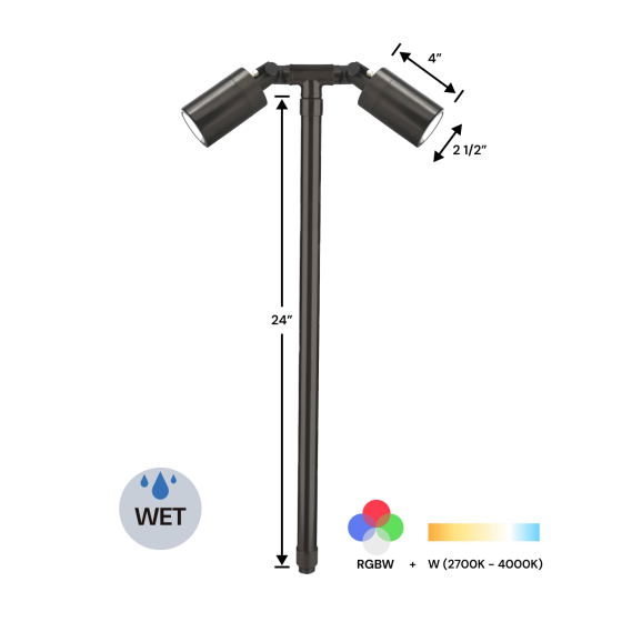 Alcon Lighting 9170-D Architectural Grade LED RGBW Directional Double Head Post Path Lighting Fixture