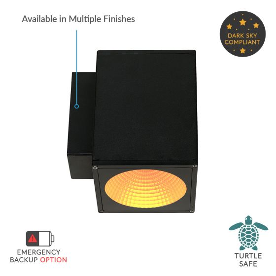 Alcon 11218-TF-S Pavo Turtle Friendly Dark Sky Architectural Amber LED 6 Inch Square 1-Direction Wall Mount Light Fixture