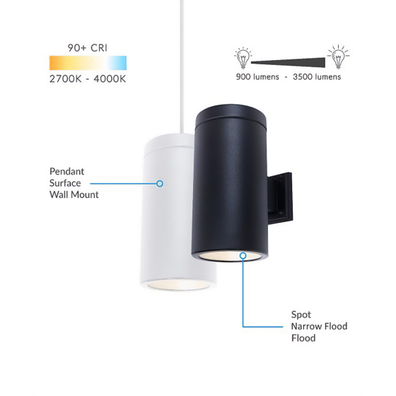 Alcon 12306-S Silo Architectural LED 6 Inch Ceramic Cylinder Surface Mount Light