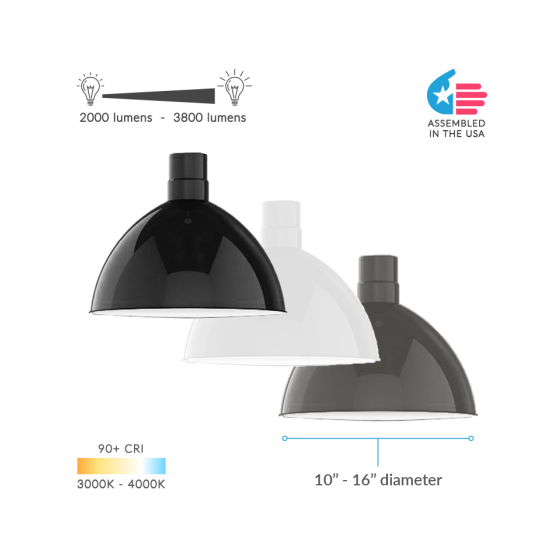 RLM Industrial LED Dome High Bay Pendant Light