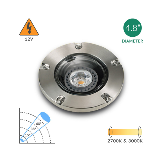 Alcon 9026-SS Low-Voltage 5-Inch Adjustable In-Ground LED Well Light