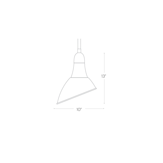 15202 RLM industrial angled dome sign light shown with a white finish and stem pendant mount