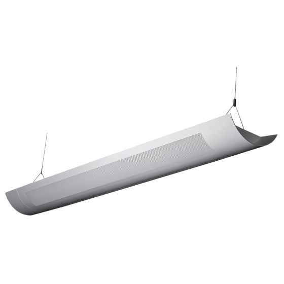 Alcon Lighting Ashton 10103-8 Half Perforated 8 Foot T8 and T5HO Fluorescent Architectural Linear Suspended Light Fixture – Uplight (Direct) and Downlight (Indirect)