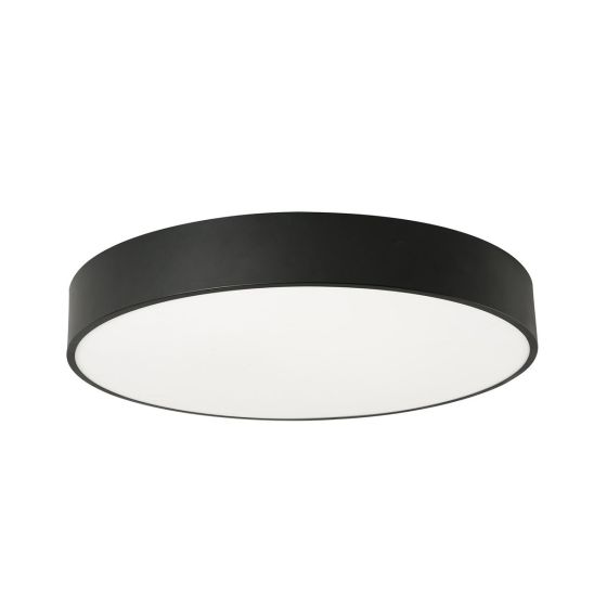 Product rendering of the 11182 round semi-flush ceiling light by Alcon Lighting shown in a black finish.