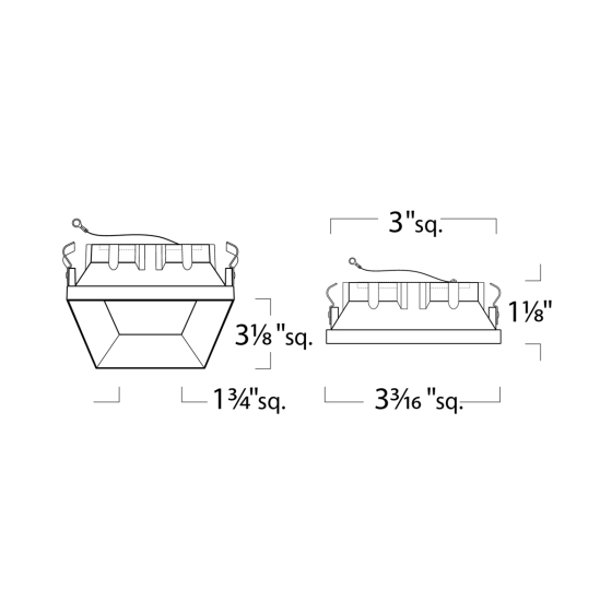 Alcon 14006-2 Illusione 3-Inch Architectural Open Reflector LED Square Recessed Light