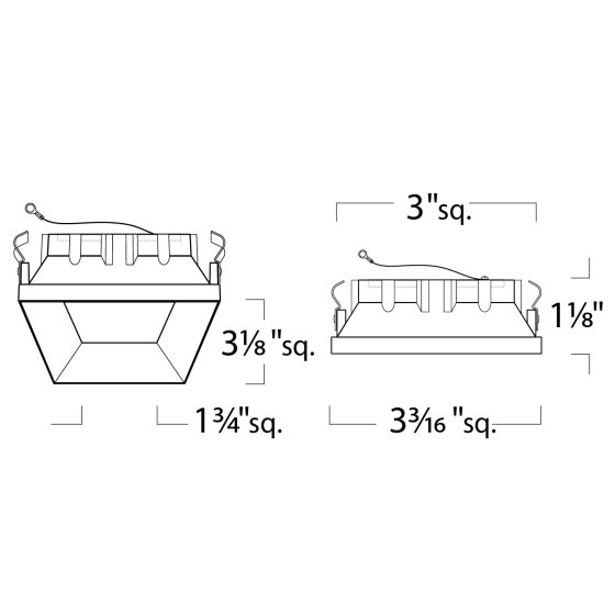 Alcon 14006-2 Illusione 3-Inch Architectural Open Reflector LED Square Recessed Light