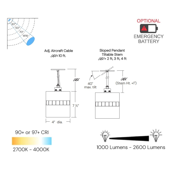 4-Inch LED Cylinder Pendant Light