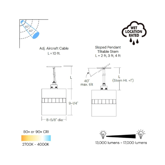 8-Inch LED Cylinder Pendant Light