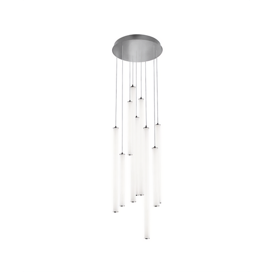 Architectural 9-Light Linear Canopy LED Tube Suspension Light