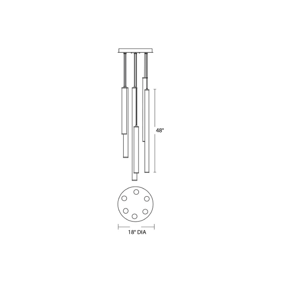 Alcon 12146-6R Architectural LED Tube Round Base Suspension Light Fixture