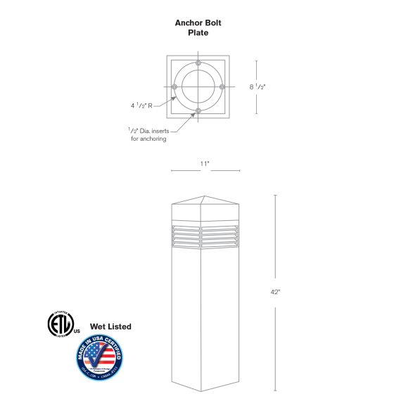 SPJ Lighting SPJ-SQ12 Concrete LED Commercial Bollard