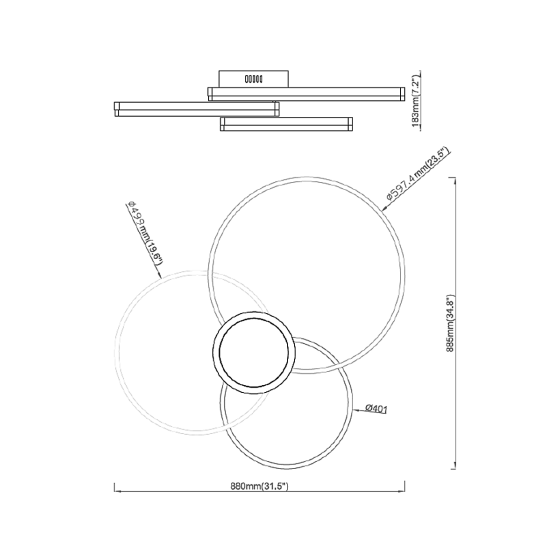 Alcon 12277-3 Redondo Architectural LED 3-Tier Ring Surface Mount | Color Temperature Switching