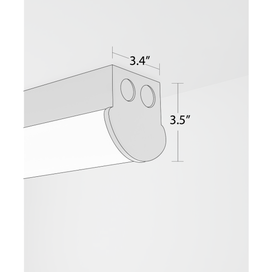 Alcon 11163-S, surface linear ceiling light shown in silver finish and with a wrapping ribbed lens.