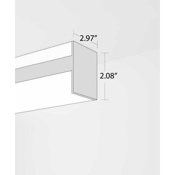 Alcon 12100-2-S, surface linear ceiling light shown in red finish and with a wrapping squared lens.