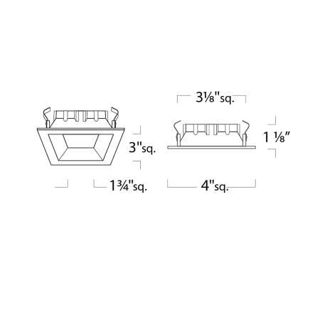 3-Inch Square Architectural Open Reflector LED Recessed Downlight