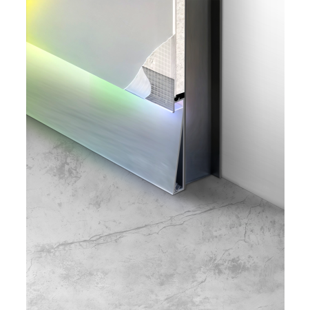 Alcon 15244-A RGBW Color tunable linear baseboard light shown in a steel finish.