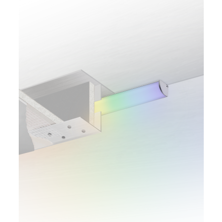 Alcon 15255 RGBW Color tunable linear cove light shown in a steel finish.