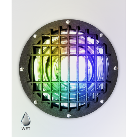Alcon 9103 RGBW Color tunable in-ground can light shown in a steel finish.