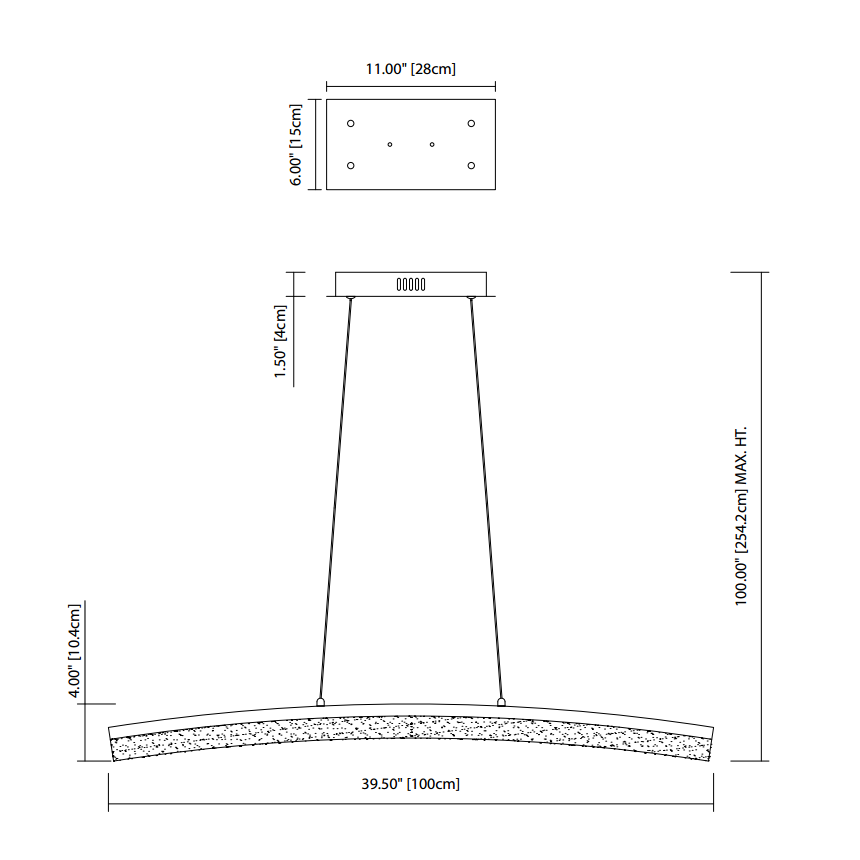 Alcon Lighting 12150 Valencia LED Curved 40 Inch Linear Pendant