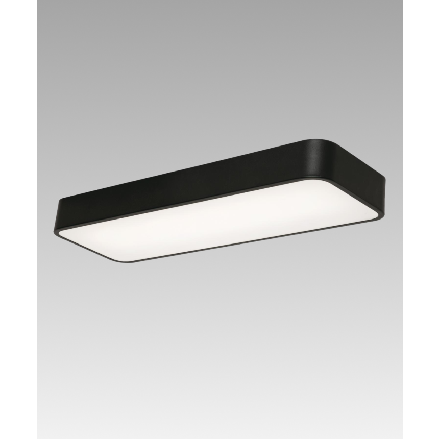 Product rendering of the 11184-24 rectangular flush ceiling light by Alcon Lighting shown in a black finish.