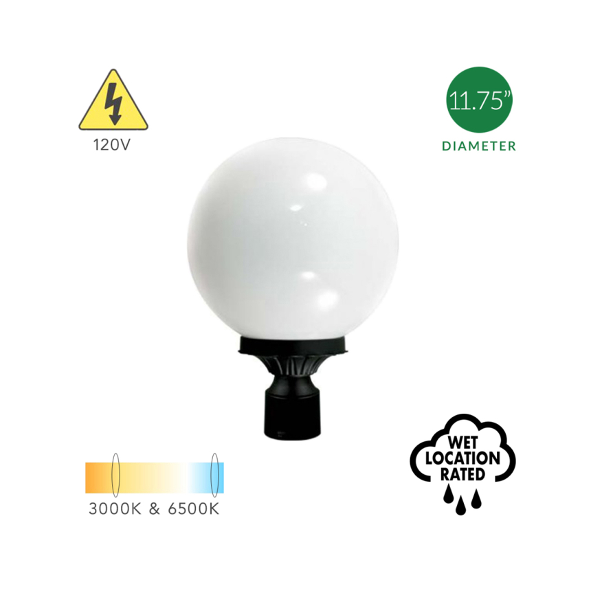Exterior Commercial Plaza and Parking Lot LED Globe Post Light