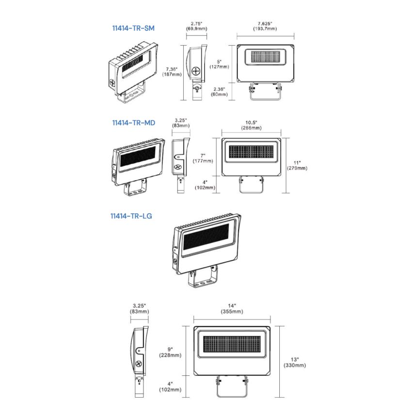 Wattage/CCT Selectable Trunnion Mount LED Flood Light
