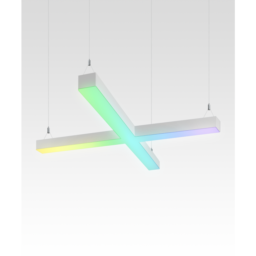 Alcon 12100-40-X-P-RGBW, suspended commercial pendant light shown in white finish and with color changing capabilities.