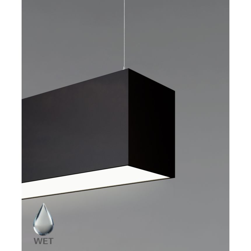 Product rendering of the 12100-45-S 4-inch Suspension Mount Linear LED Light by Alcon Lighting shown with a flat lens
