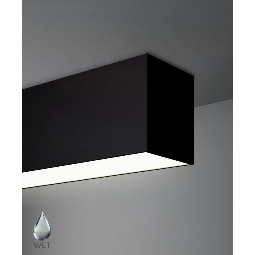 Product rendering of the 12100-45-S 4-inch Linear Surface Mount Linear LED Light by Alcon Lighting shown with a flat lens