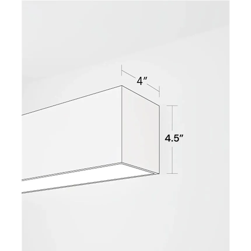 Product rendering of the 12100-45-W 4-inch Linear Wall Mount Linear LED Light by Alcon Lighting shown with a flat lens
