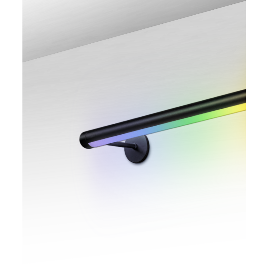 Alcon 12100-R2-W RGBW Color tunable linear wall light shown in a black finish.