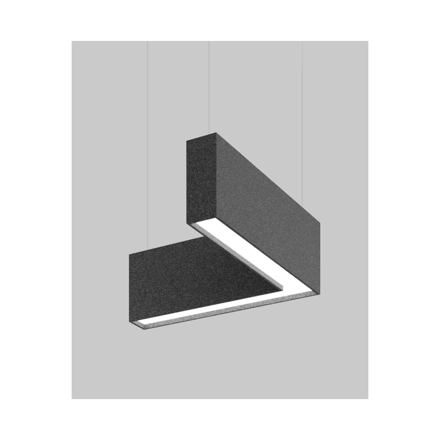 Alcon 12101-20-L-10 acoustic pendant light shown with black finish, L-shaped frame, and regressed lens