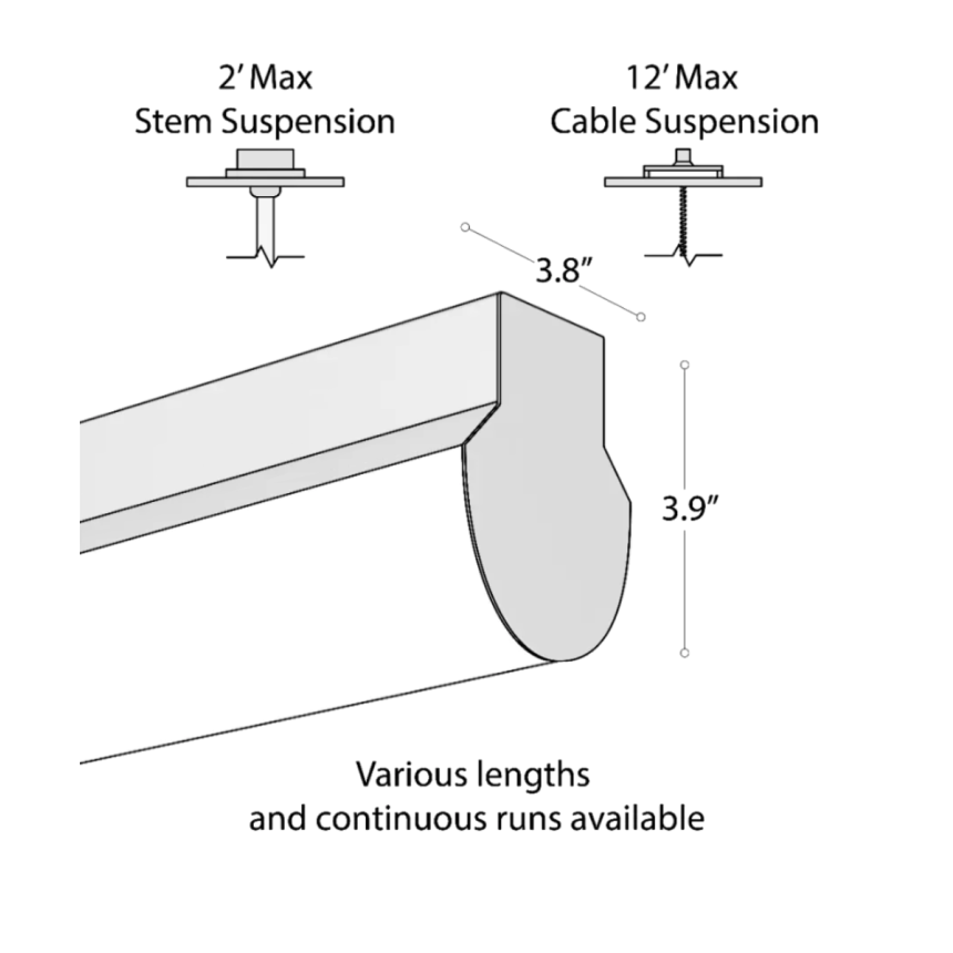 Rounded Block LED Linear Suspension Light