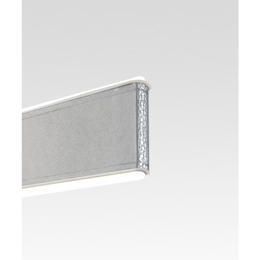 12249 0.5-inch vegan leather wrapped linear pendant LED light shown in black leather finish with a flush trimless lens.