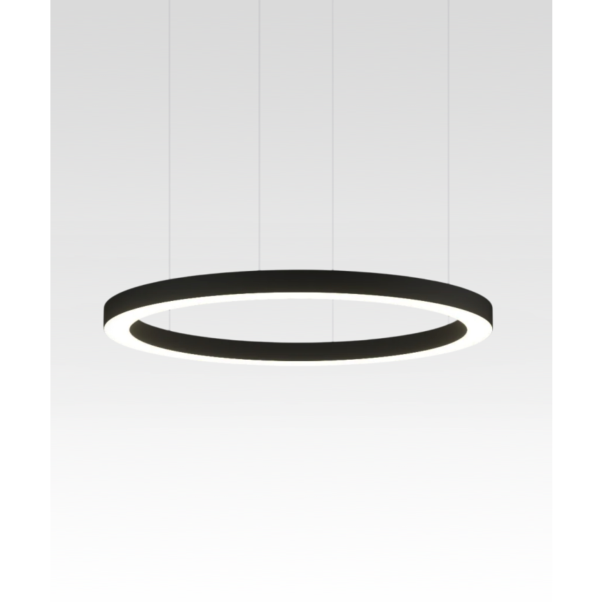 12253 slim ring chandelier light, shown in a black finish with a flush 360º horizontal ring trimless lens.